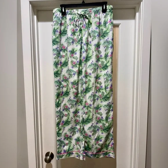 Cynthia Rowley Floral Palm Tropical Pajama Set – Top & Pants Size L - Picture 7 of 17
